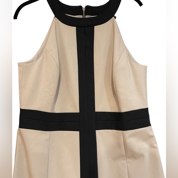 🔥🖤Ann Taylor sleeveless two tone size 12 tan/black dress. QUALITY! NWT - Picture 2 of 6